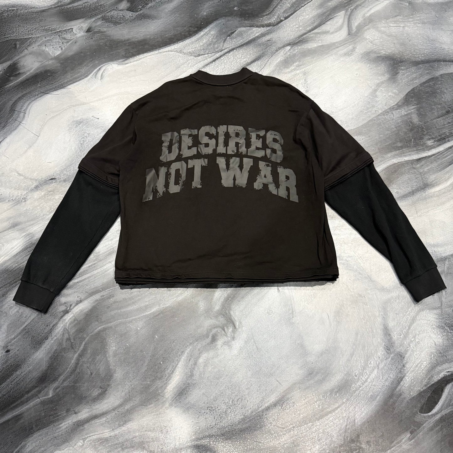 Bottega Desires Black Not War Thermal Longsleeve Tee (L)