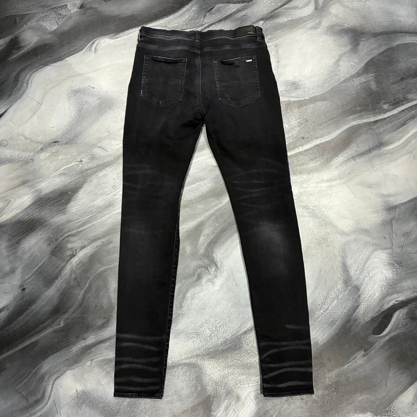 Amiri Black Core Logo Paint Drip Jean (36)