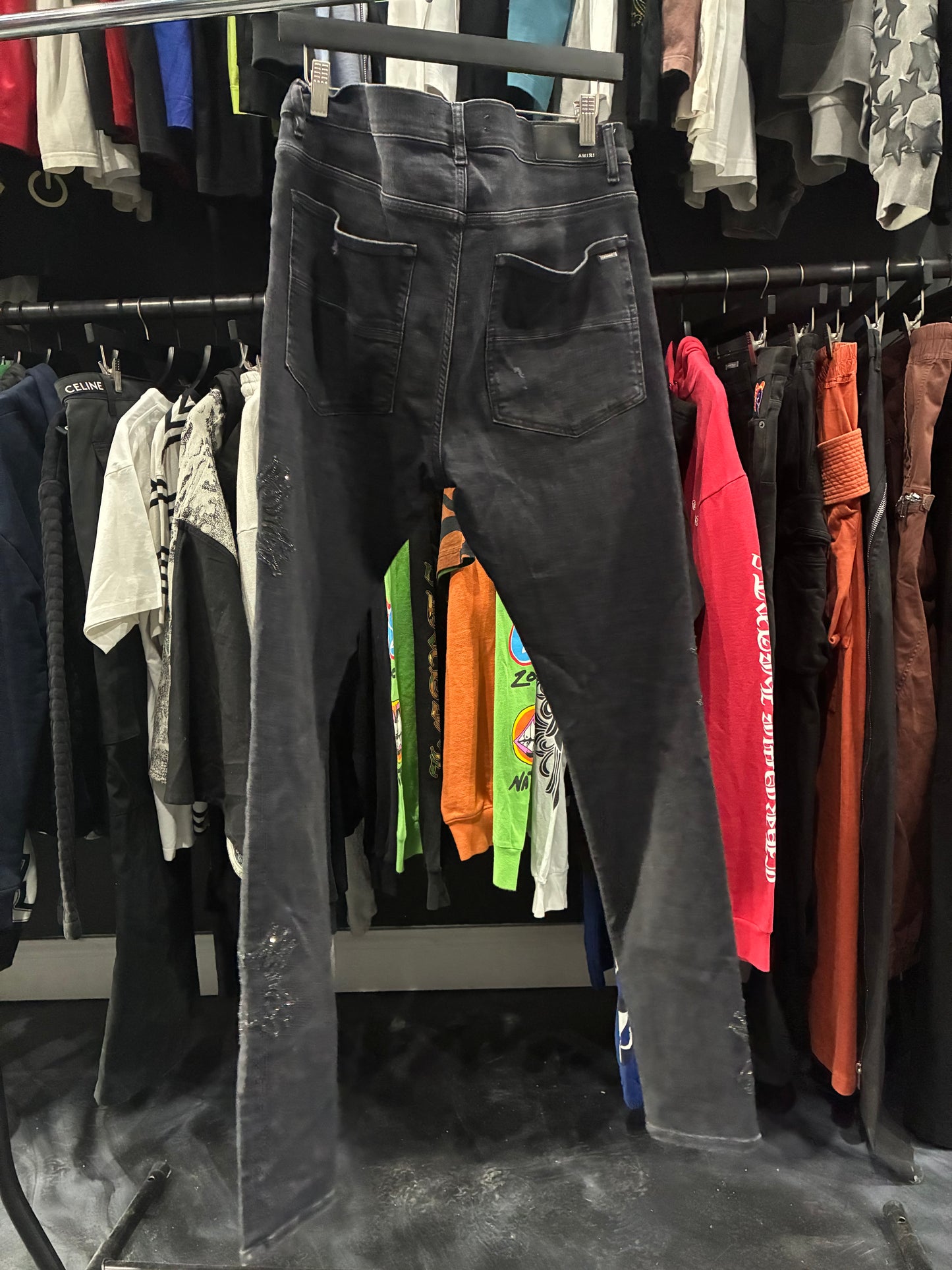Amiri Faded Black Studded Logo Jean (36)
