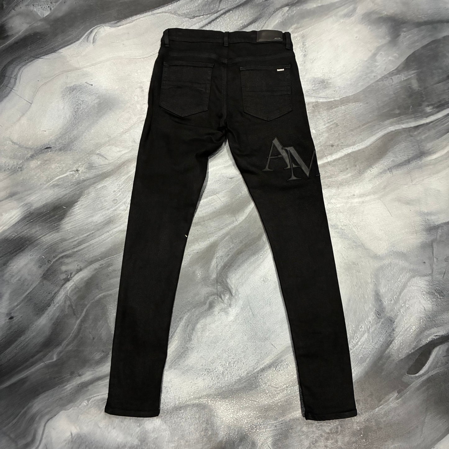 Amiri Black Staggered Logo Patch Jean (30)