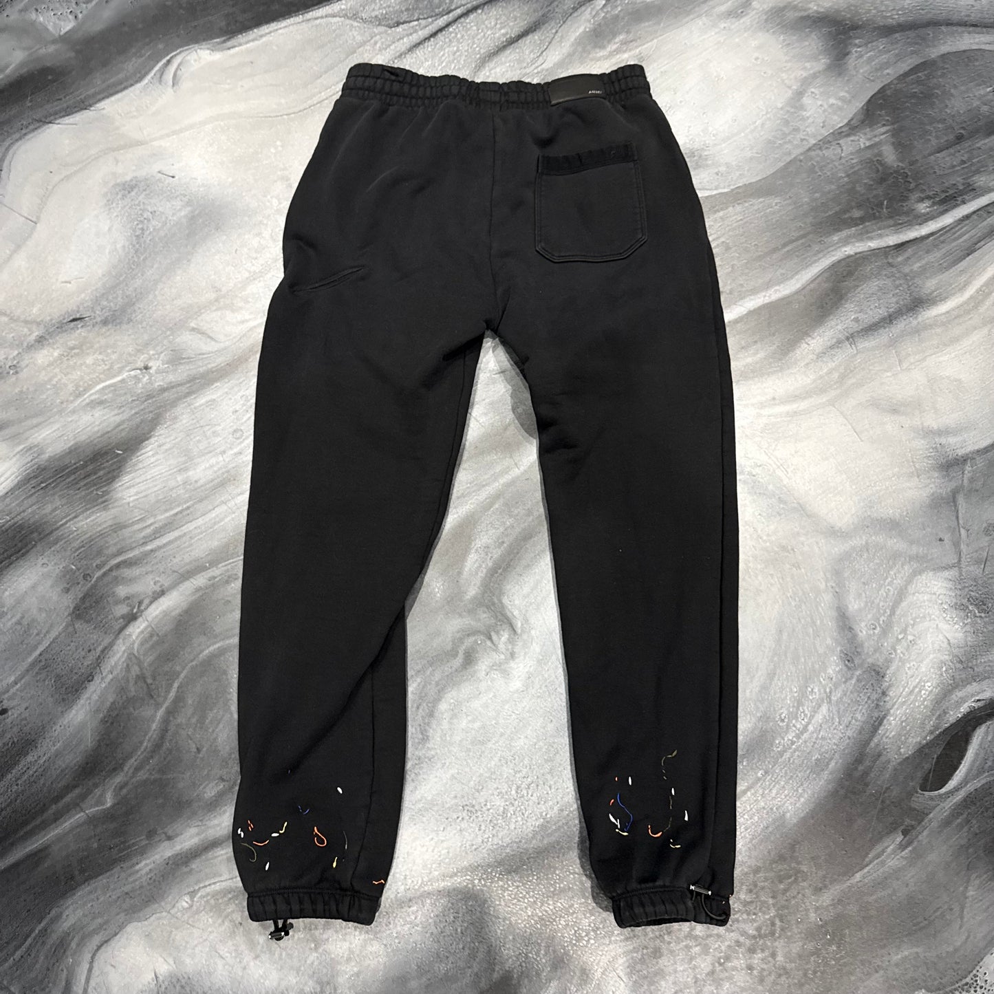 Amiri Black/Paint Drip Logo Sweatpants (XL)