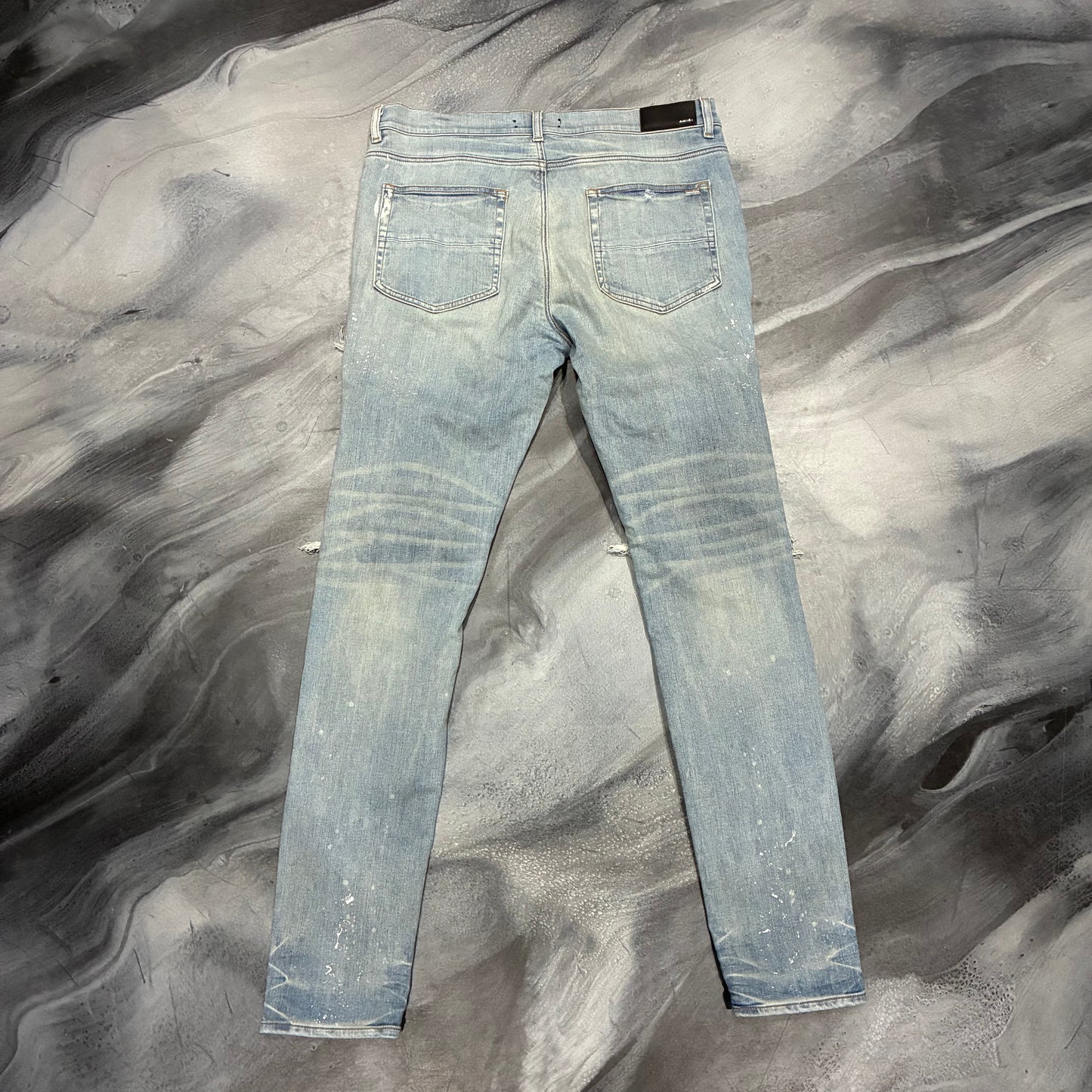 Amiri Indigo/Green Plaid Patch Jean (38)