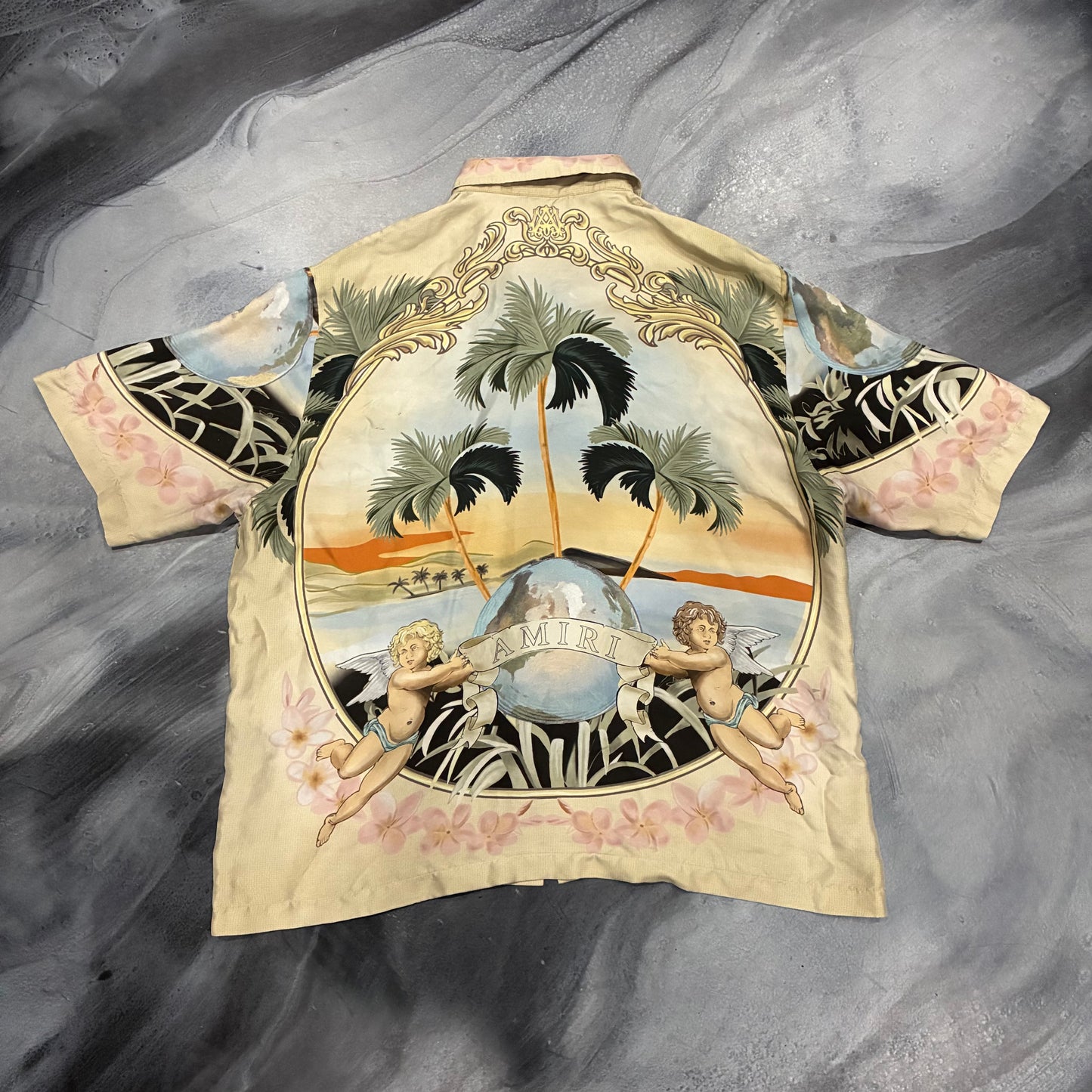 Amiri Cream/Multicolor Paradise Button Up Shirt (2XL)