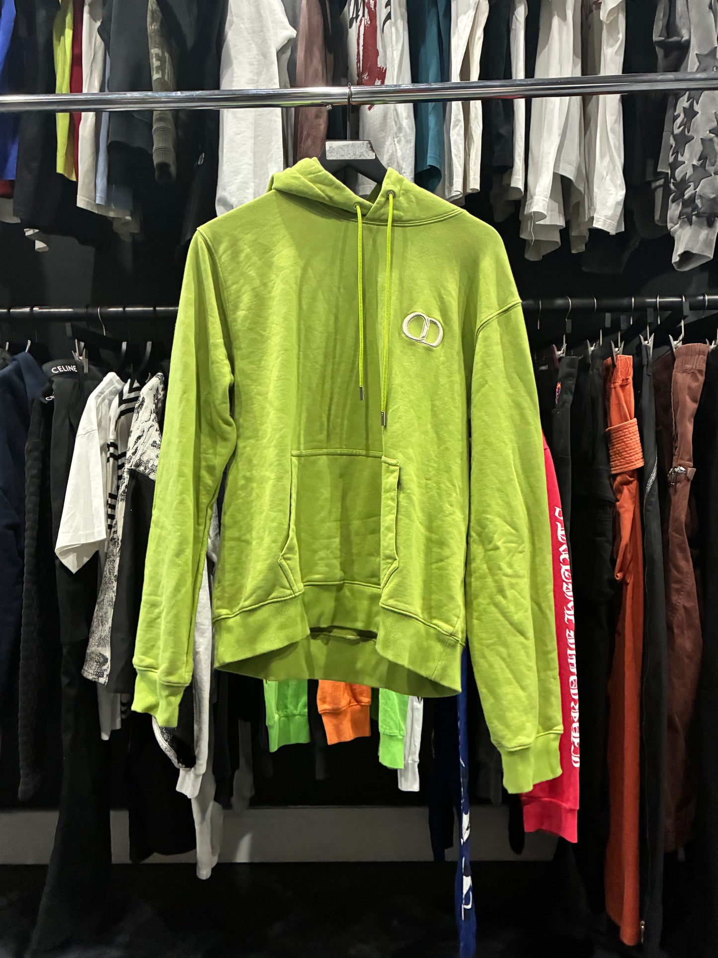 Christian Dior Lime Green ‘CD’ Logo Hoodie (L)