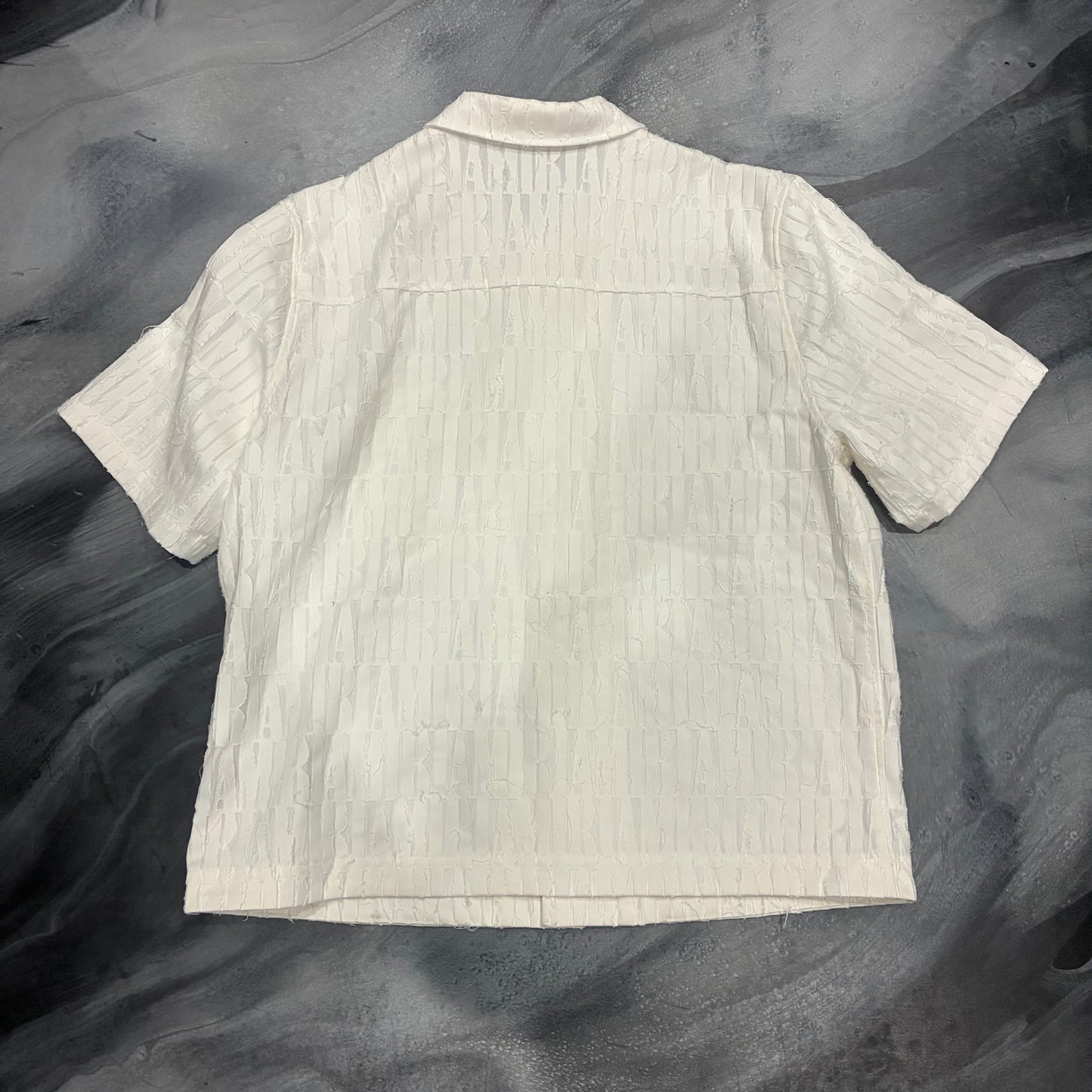 Amiri White Jaquared AM Logo Button Up (2XL)
