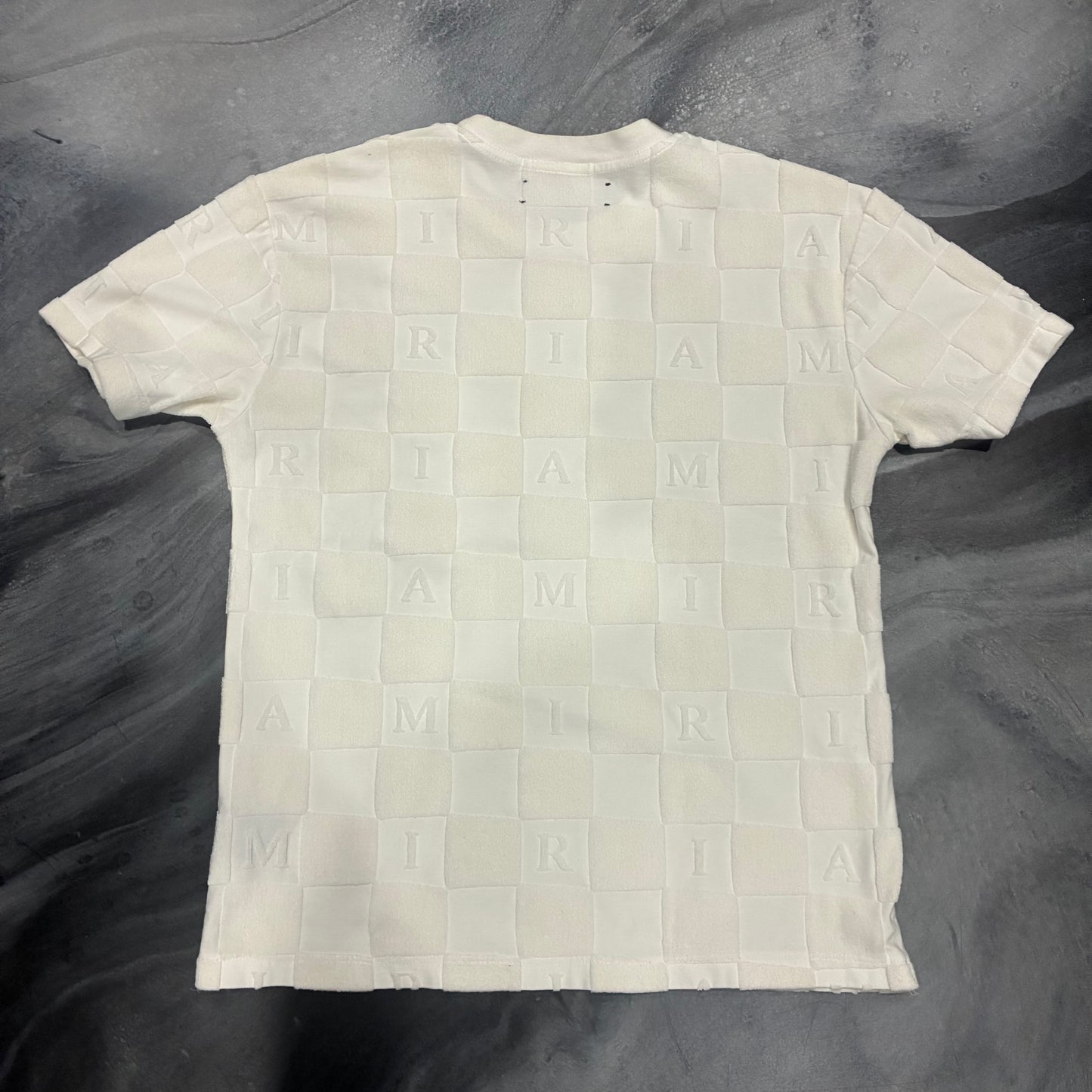 Amiri White Checkeckered Logo Tee (S)