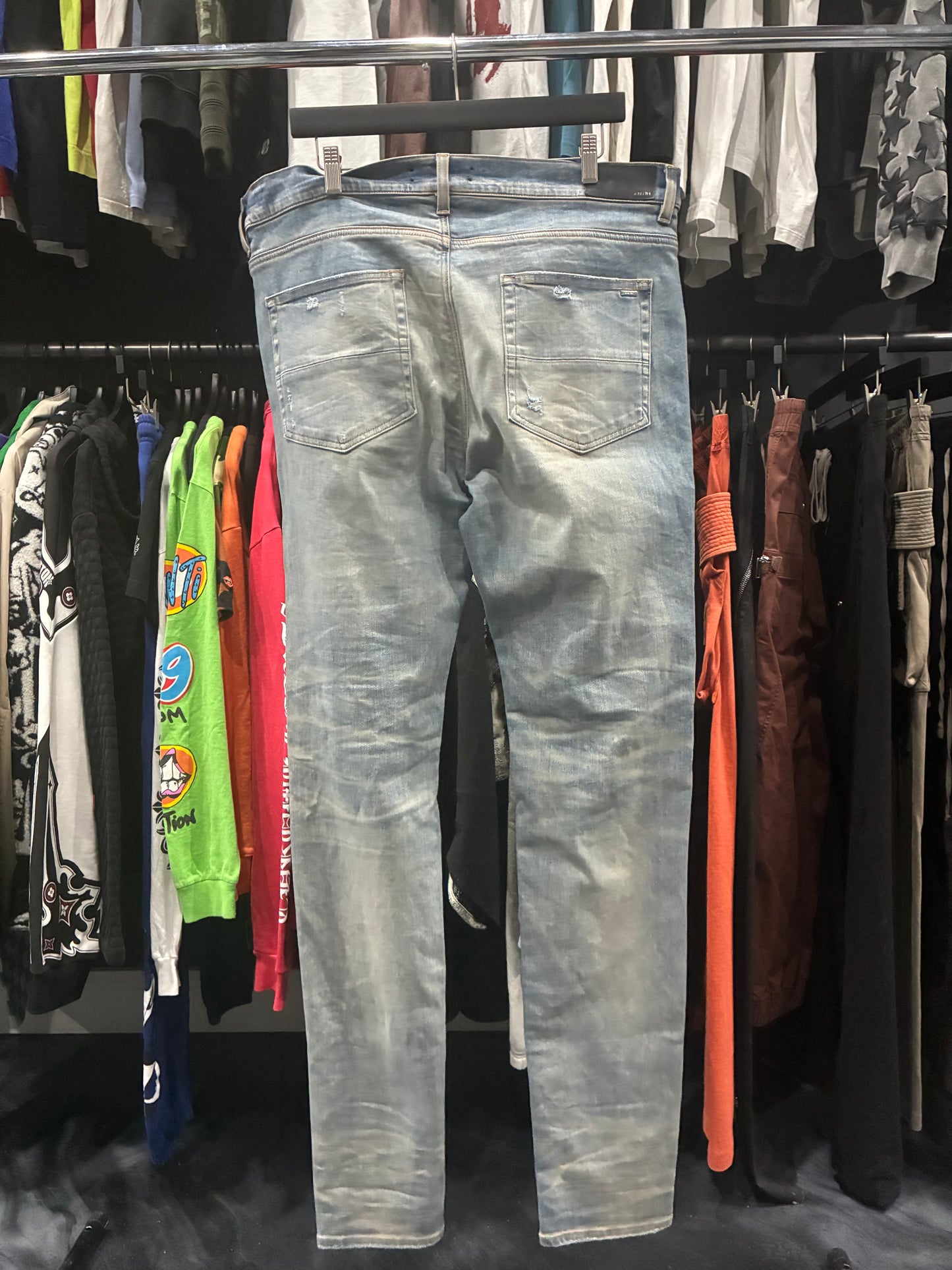 Amiri Indigo/Leopard Patch Thrasher Jean (38)