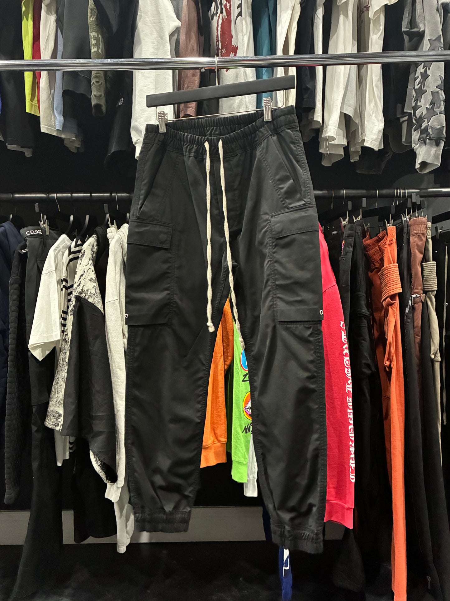 Rick Owens Black Cargo Sweatpants