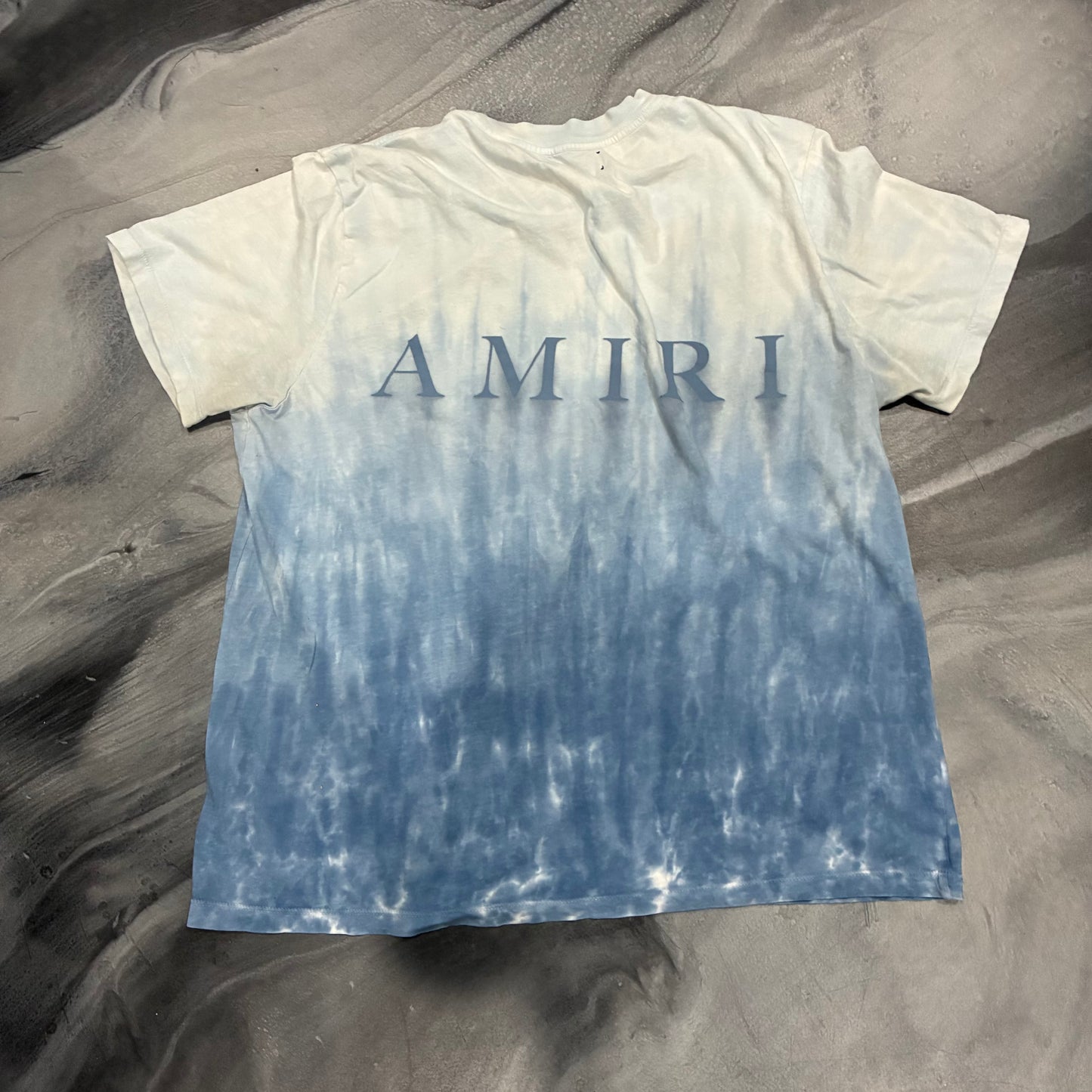 Amiri Tie Dye Blue AM Logo Tee (XL)