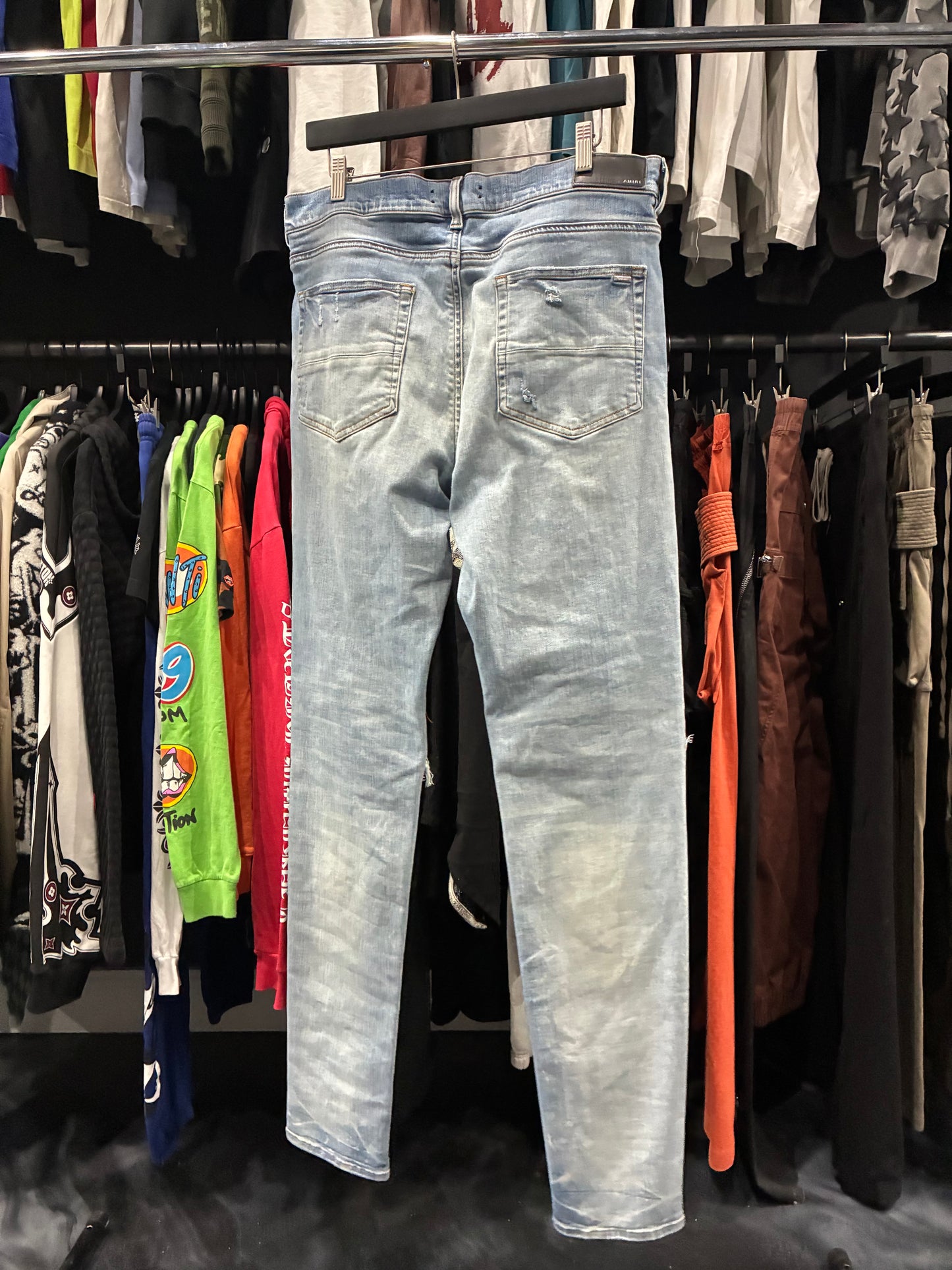 Amiri Light Wash/Blue Bandana Patch Jean (38)