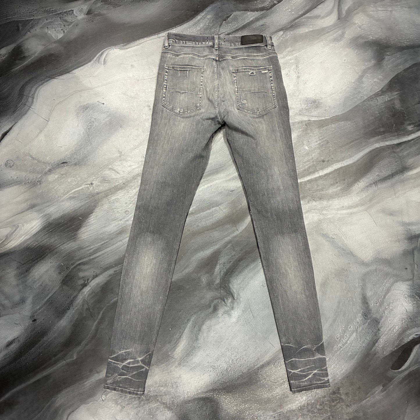 Amiri Grey/White Patch Distressed Jean (30)