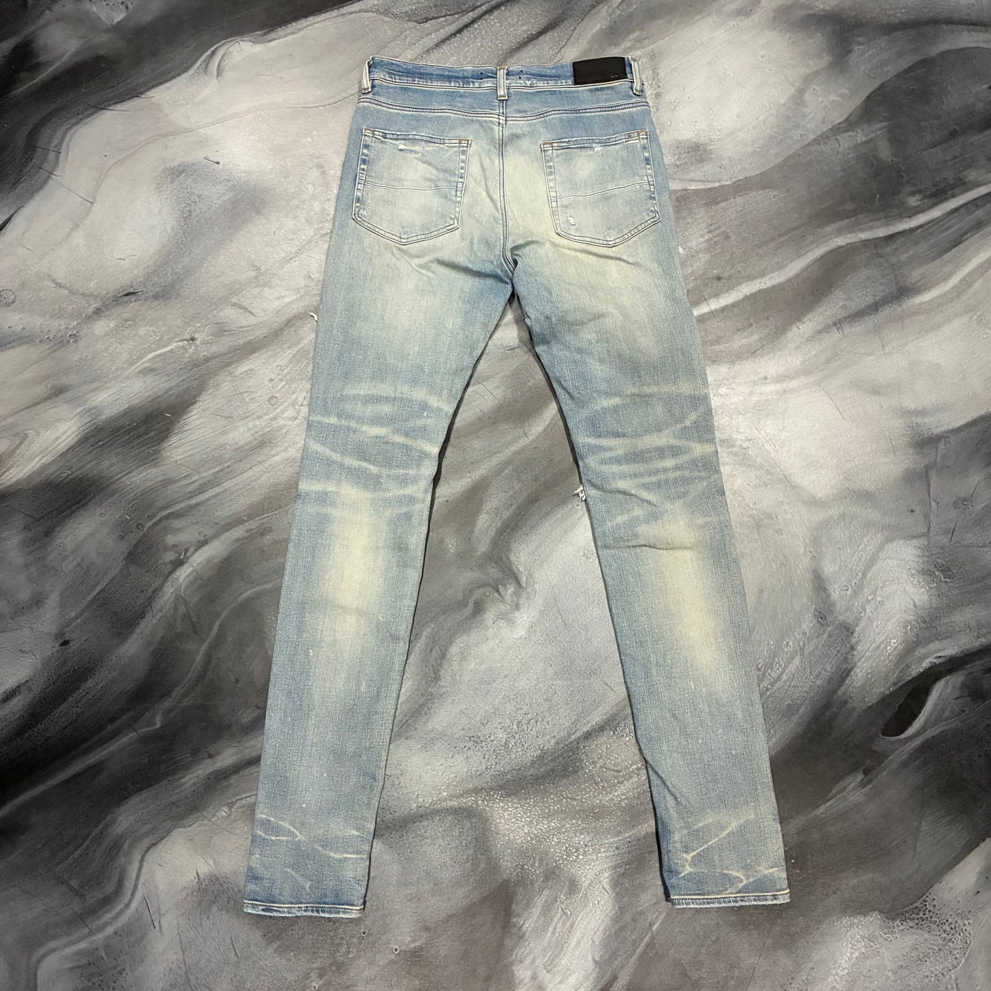 Amiri Indigo/Blue & Orange Plaid Patch Jean