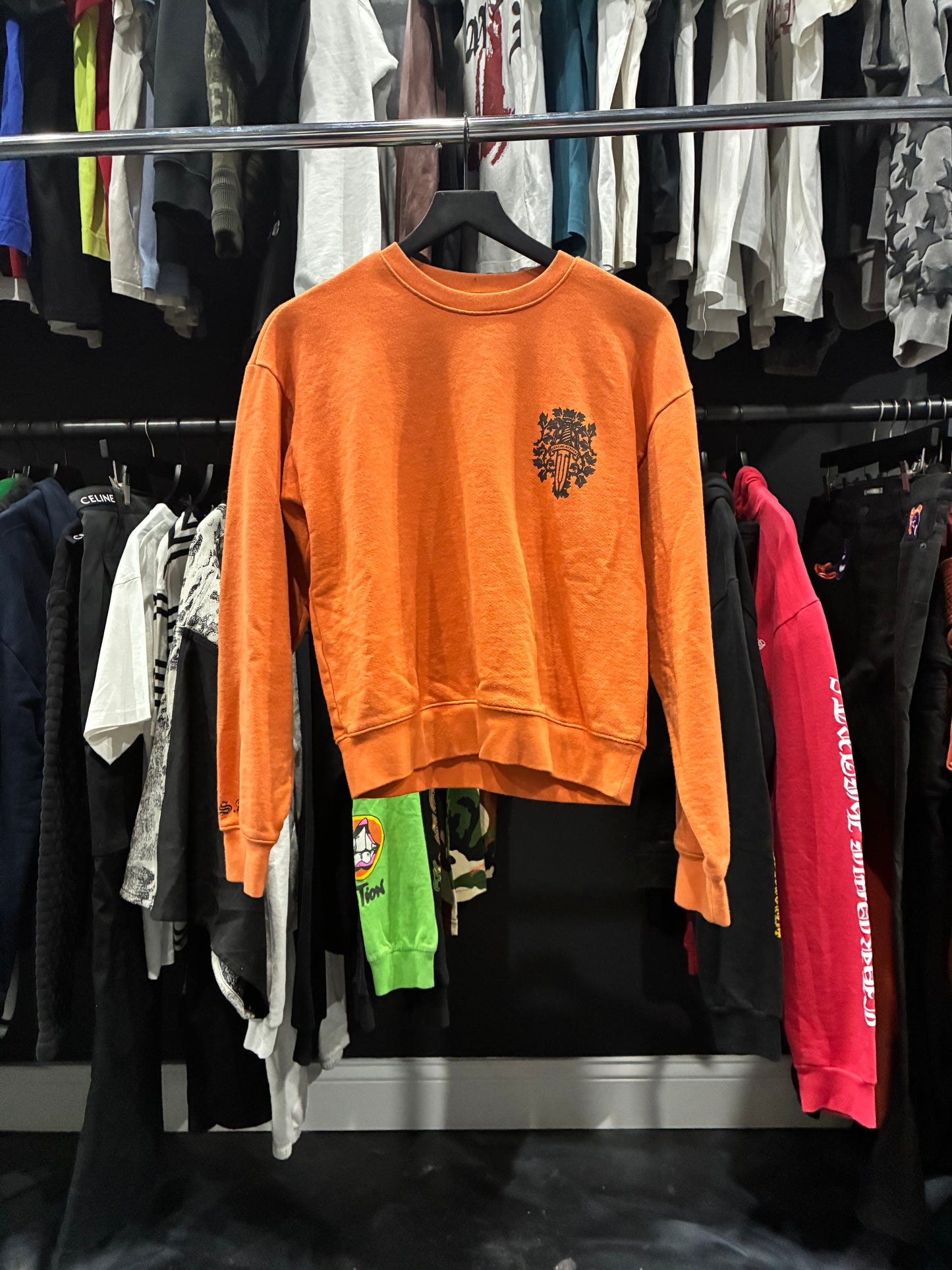 Chrome Hearts Orange ‘Dagger’ Crewneck Sweater (S)