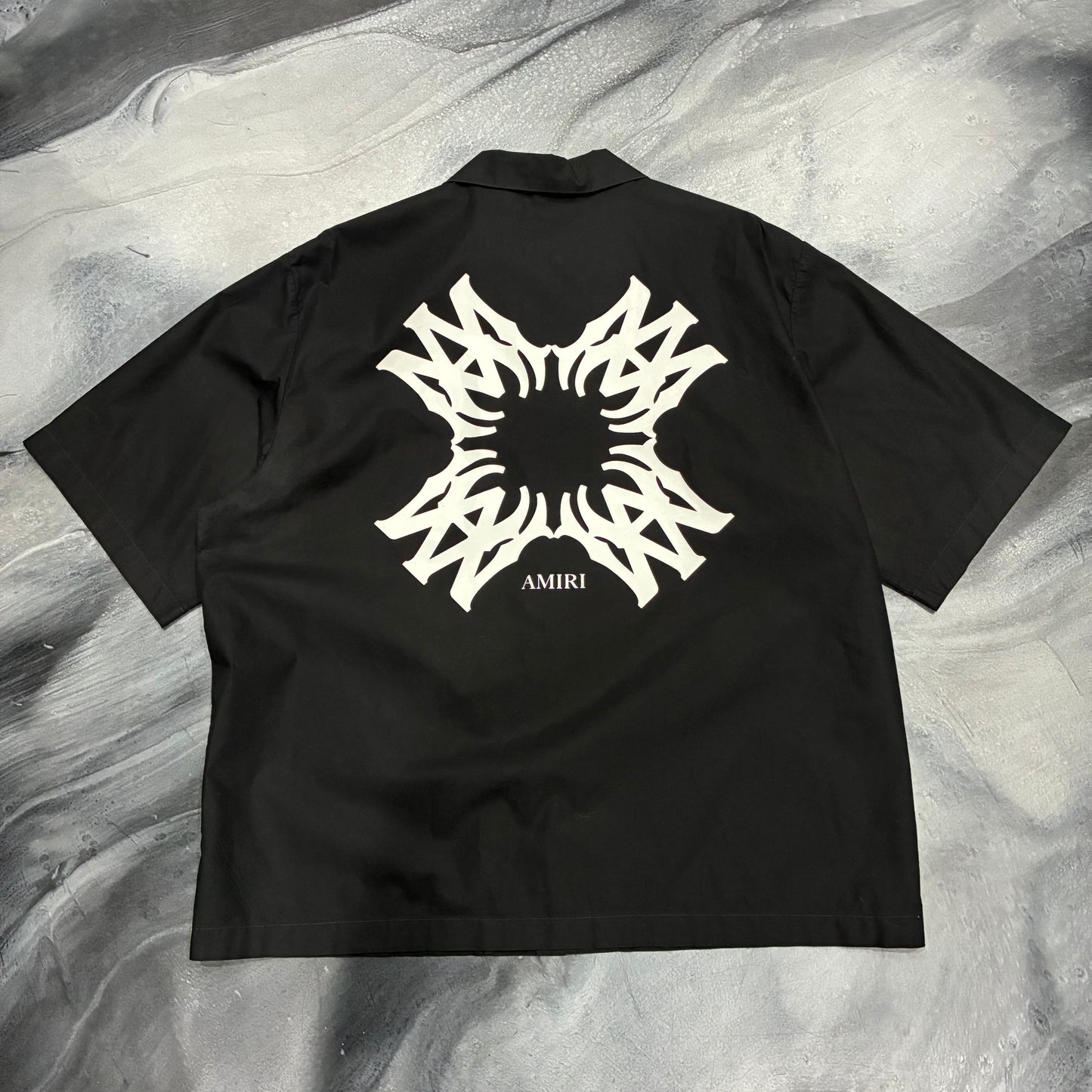 Amiri Black AM Logo Button Up Shirt (XL)