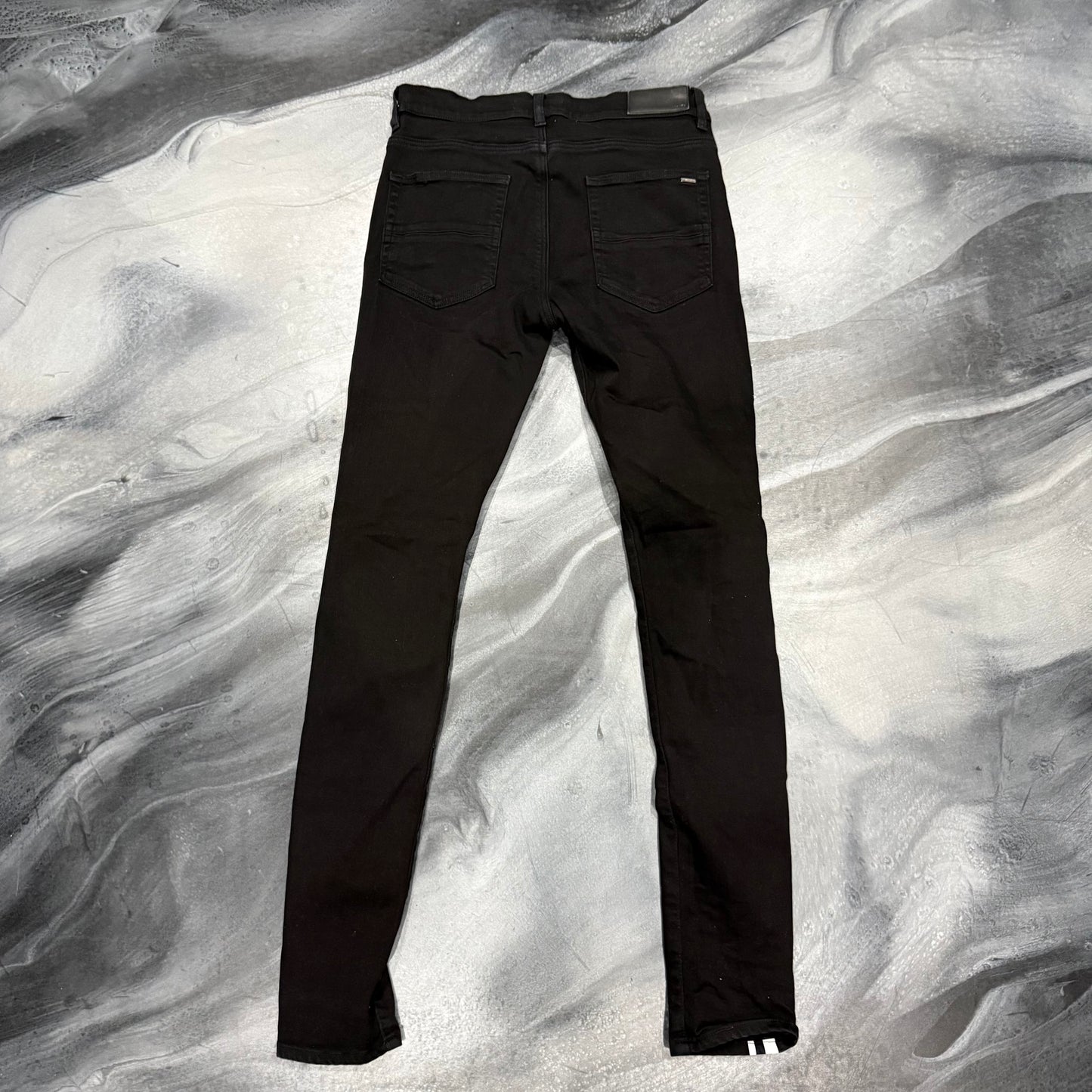Amiri Black/White AM Logo Stripe Jean (31)