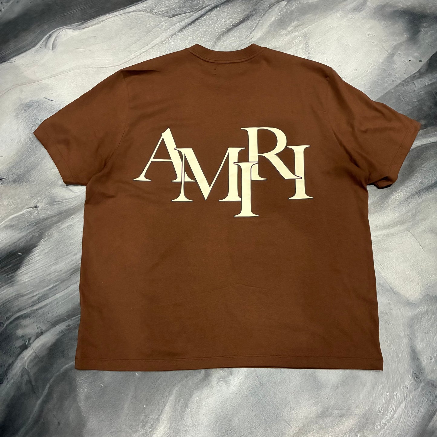 Amiri Brown/White Staggered Logo Tee (XL)