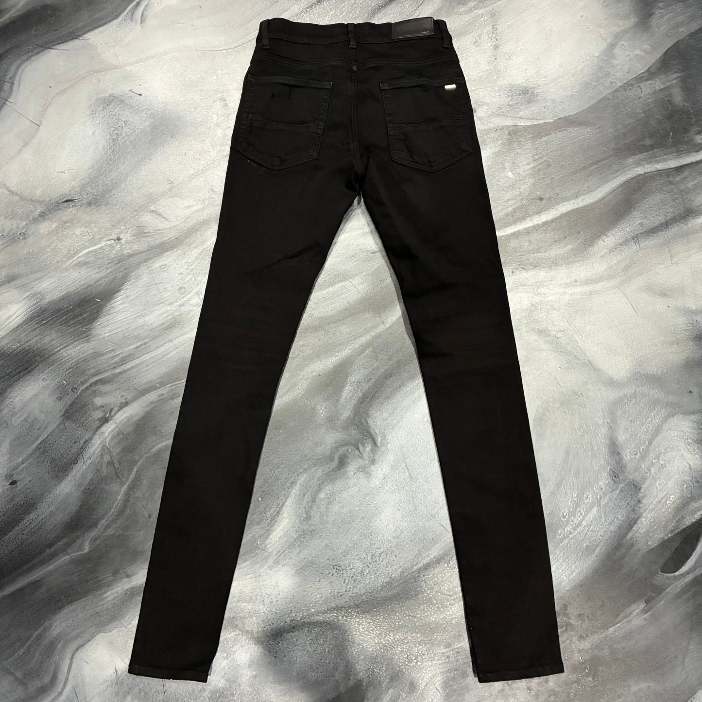 Amiri Black/Black Leather Patch Jean (28)