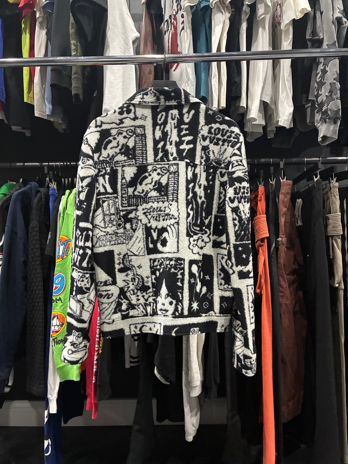 Louis V Black/White Comics Trucker Jacket (L)