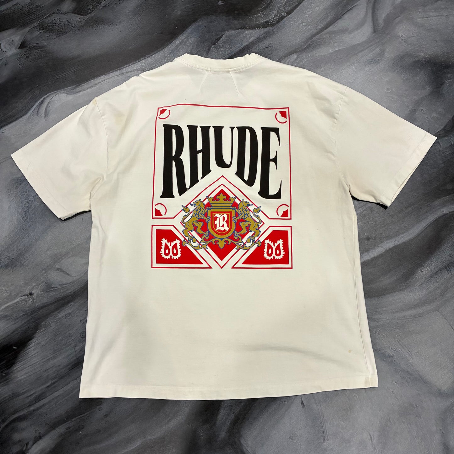 Rhude Cream/Red Crest Logo Tee (M)