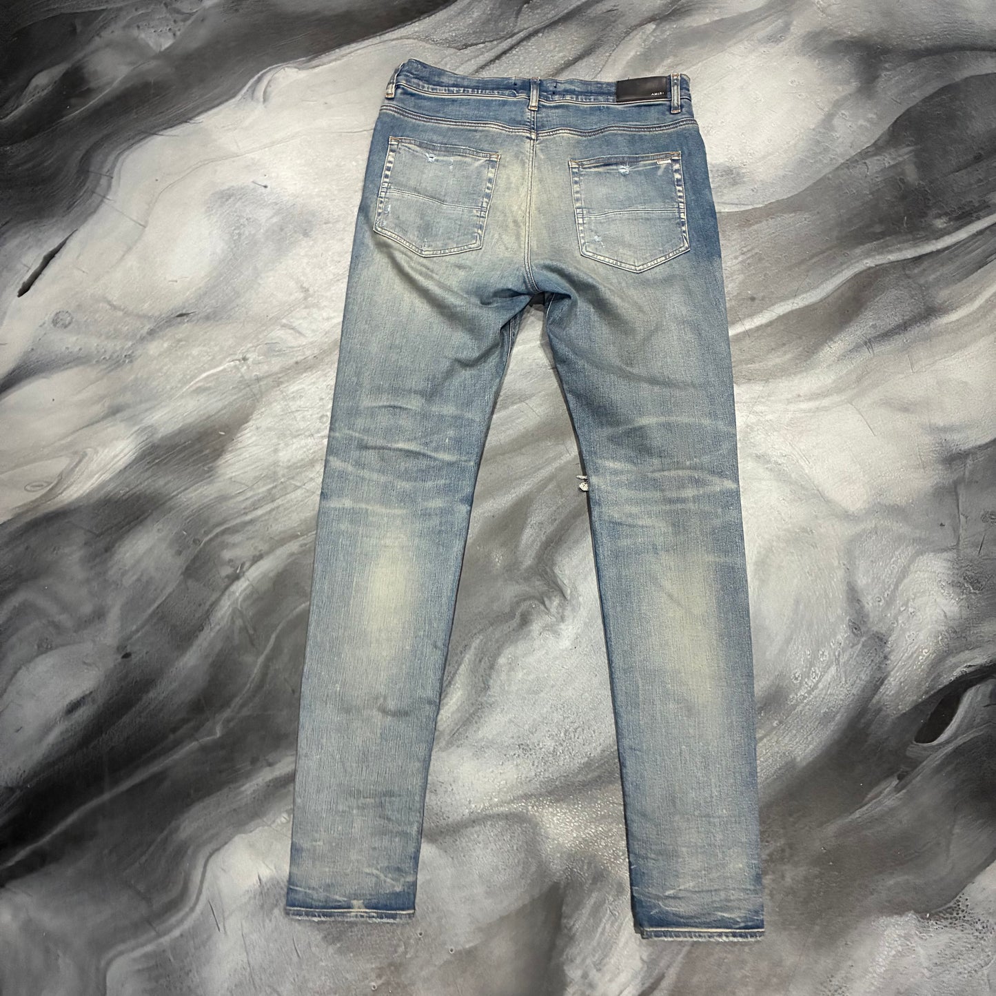 Amiri Indigo/Orange Bandana Patch Thrasher Jean (36)