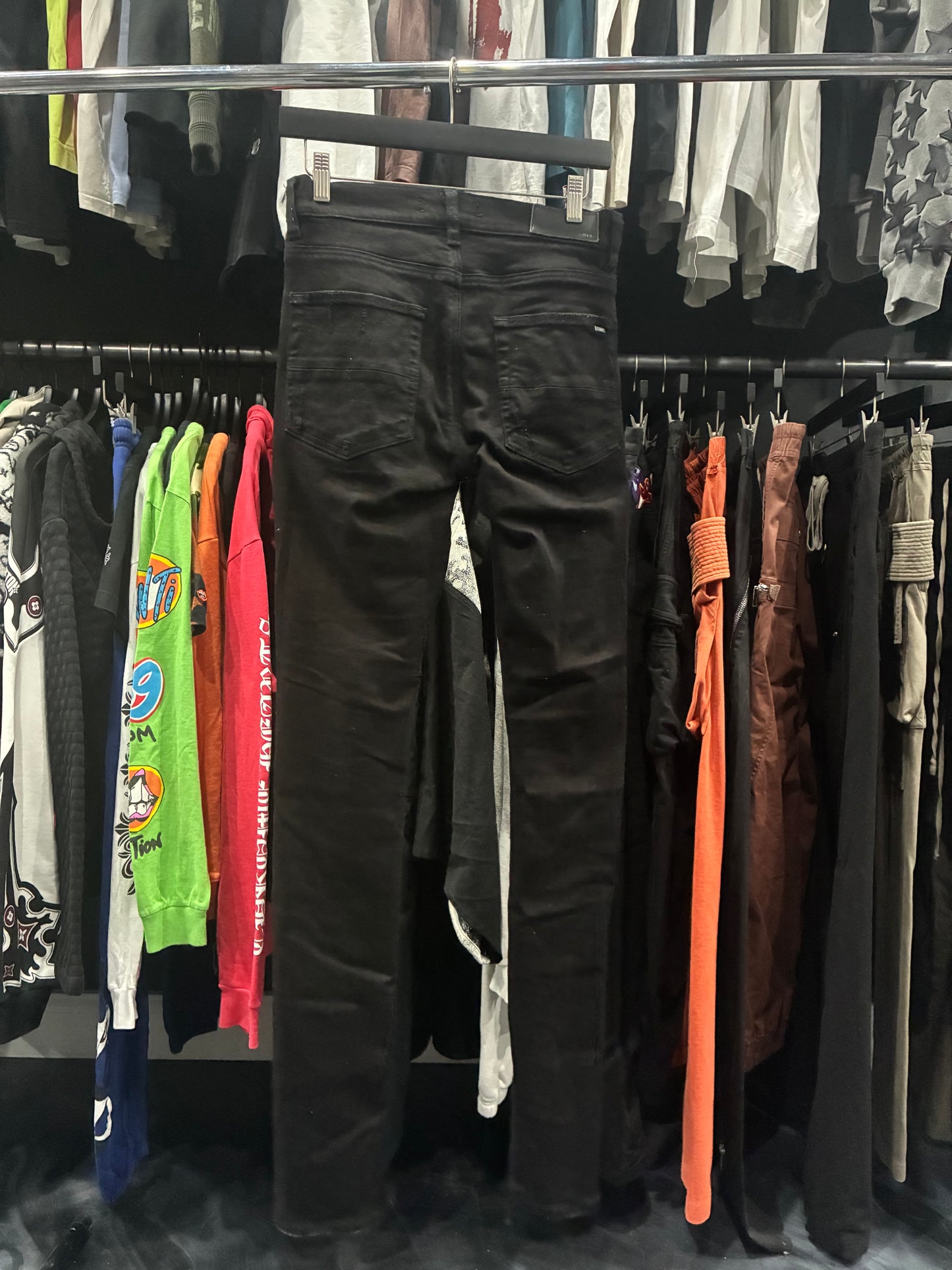 Amiri Aged Black Teal Bandana Patch Jean (28)