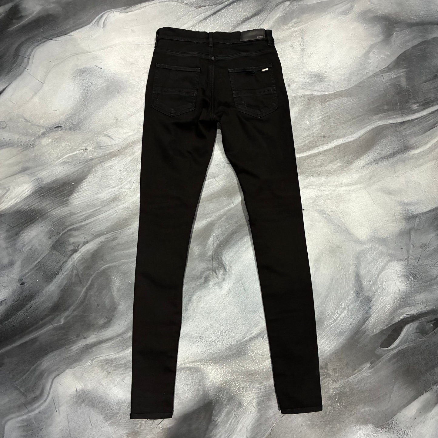 Amiri Black/Black Leather Patch MX1 Jean (30)