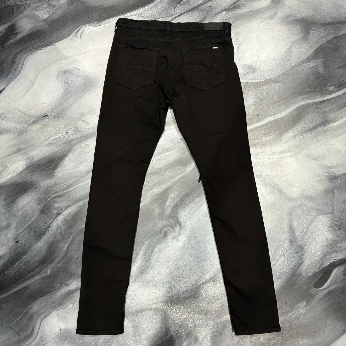 Amiri Black/Black Leather Patch Jean (36)