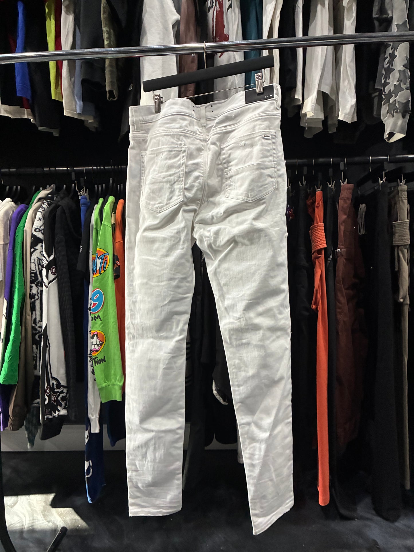 Amiri White/White/Black Bandana Thrasher Jean (36)