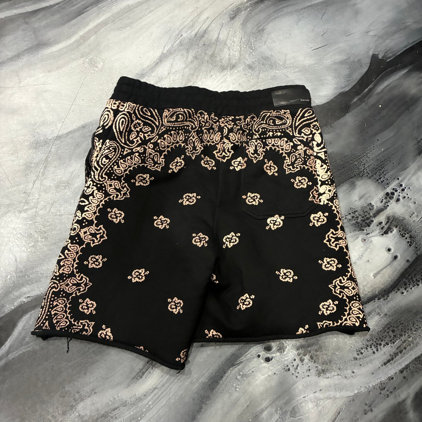 Amiri Black/Cream Paisley Shorts (M)