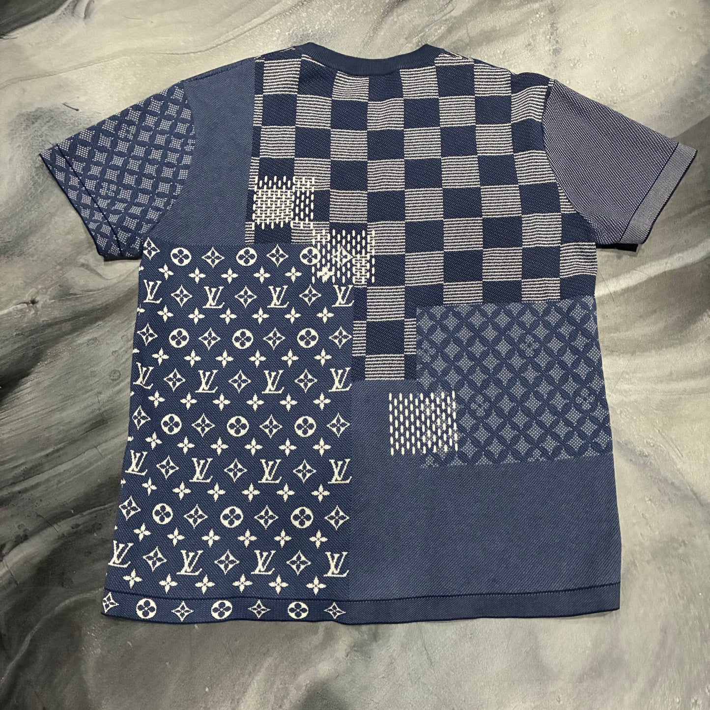 LV Blue/White Collage Monogram Tee (M)