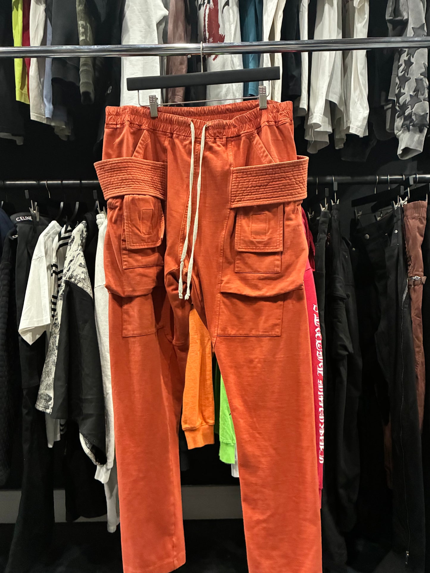 Rick Owens Orange Cargo Sweatpants (L)