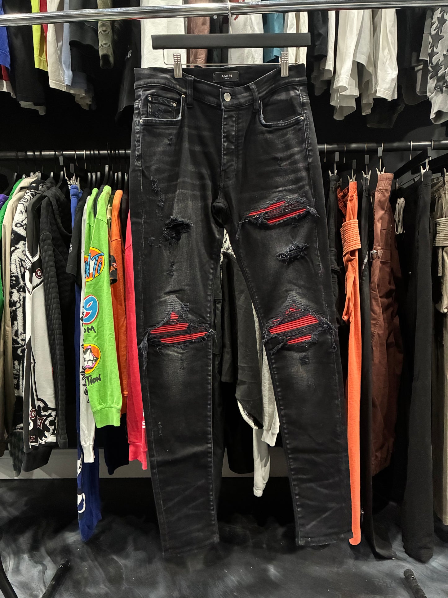 Amiri Aged Black MX1 Red Patch Jean (31)