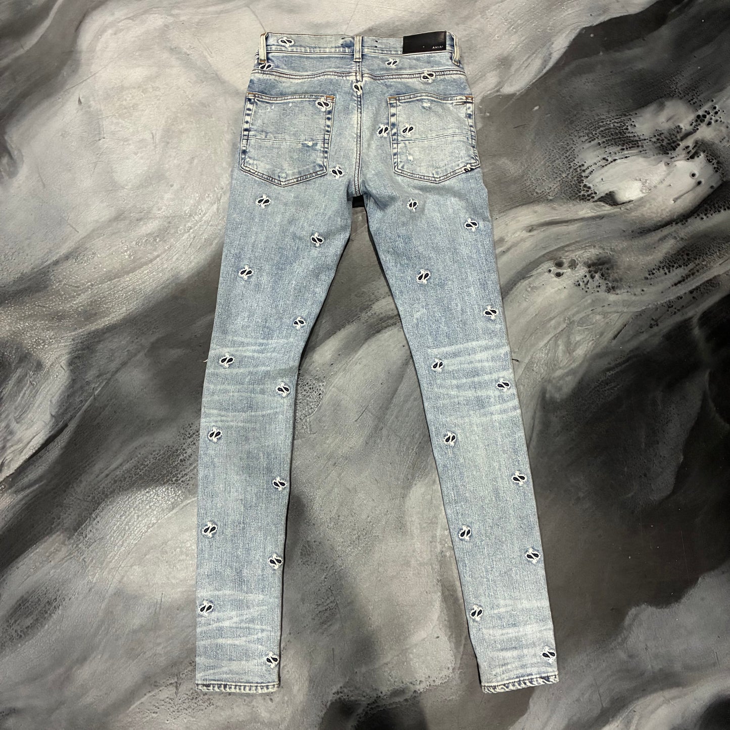 Amiri Light Blue Embroidered Paislsey Jean (28)