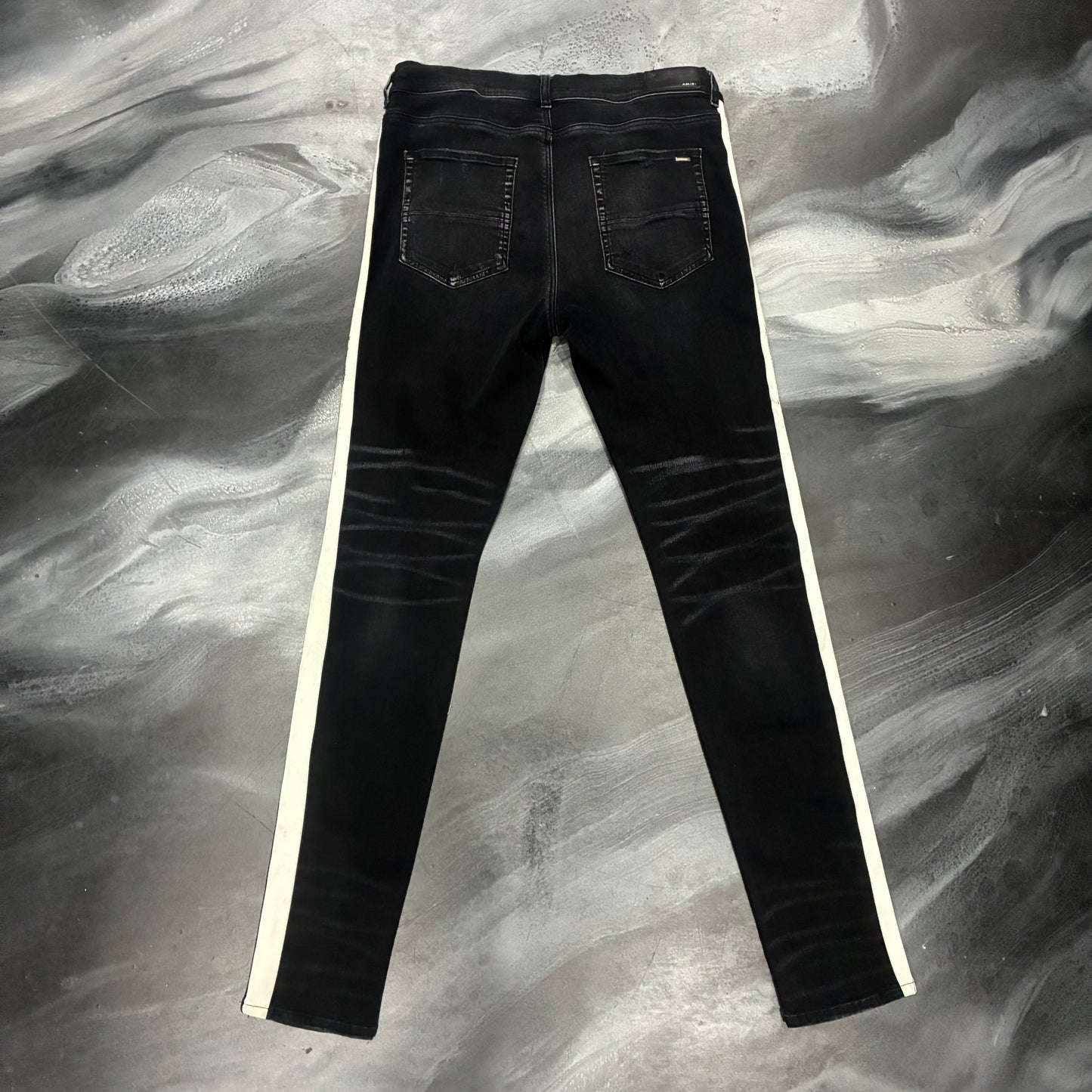 Amiri Black/White Track Stripe Jean (38)