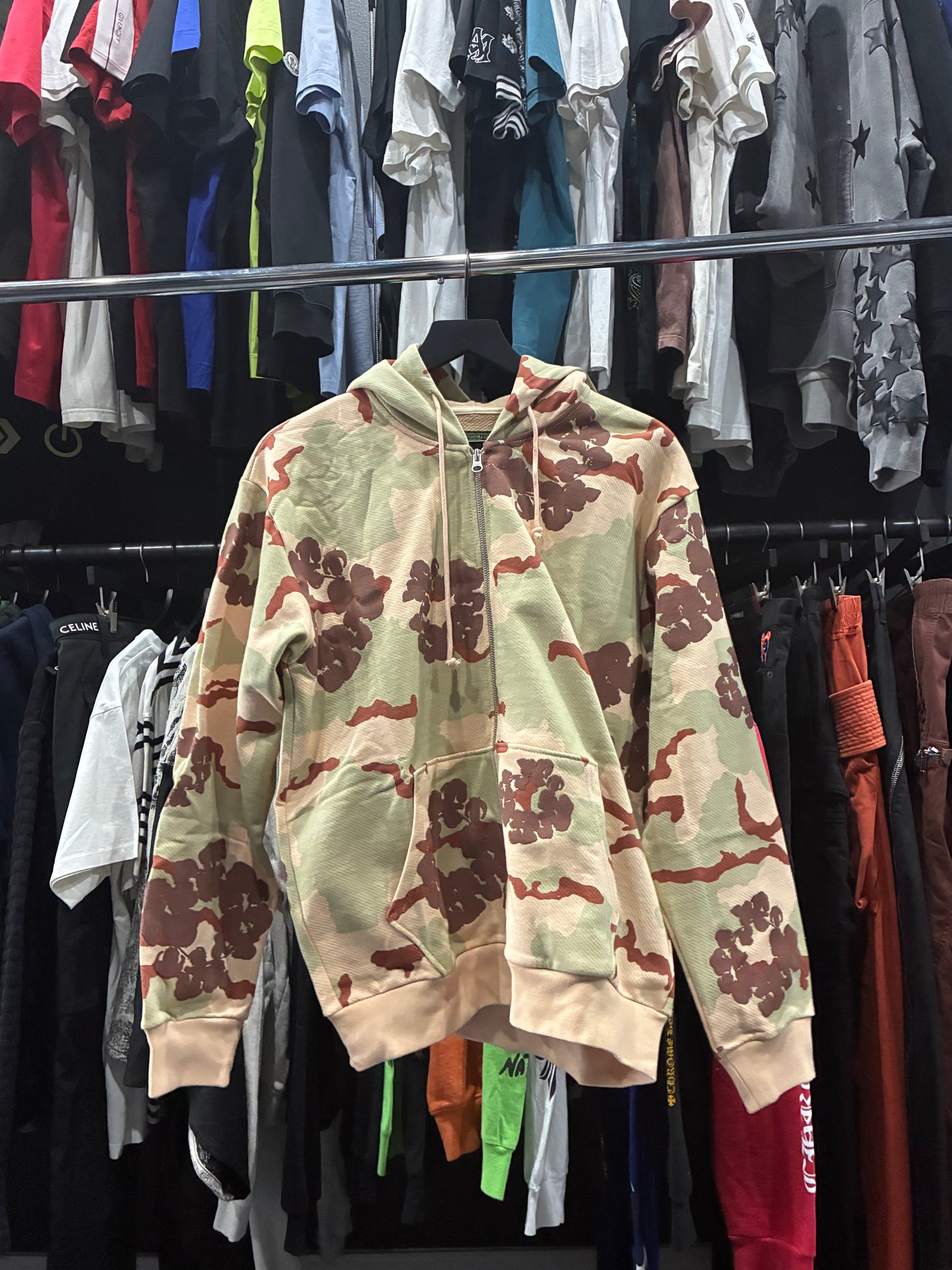 Denim Tears Tan Camo Cotton Wreath Zip Hoodie