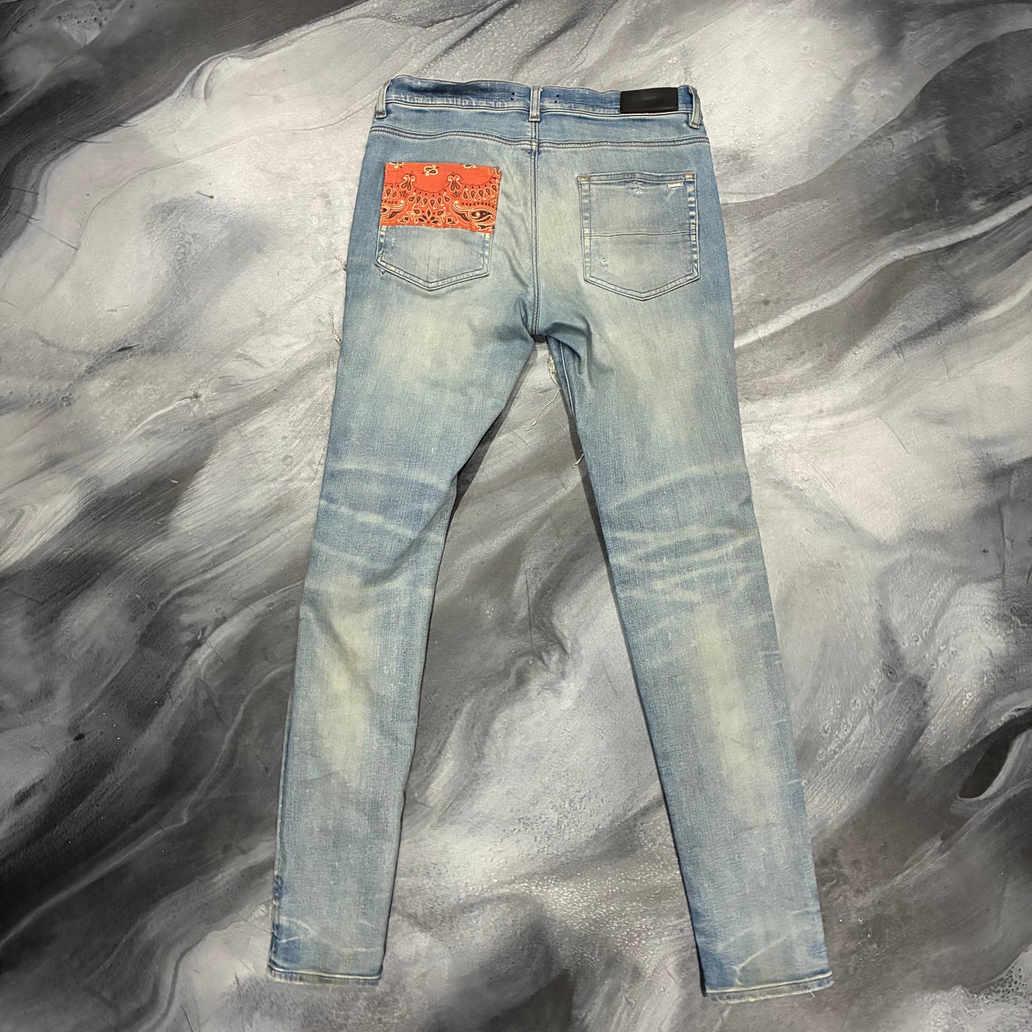 Amiri Indigo/Orange Bandana Art Patch Jean (33)