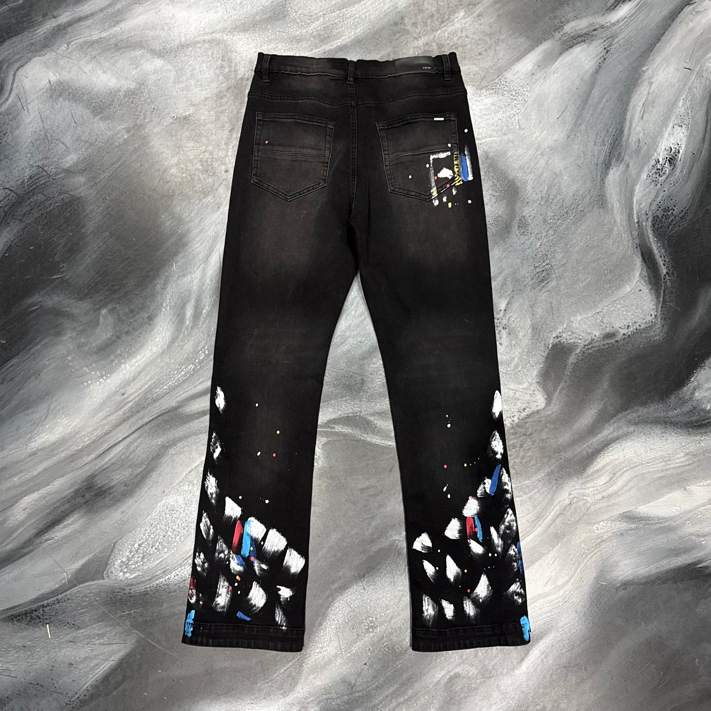 Amiri Black/Paint Splatter Flare Jean (32)