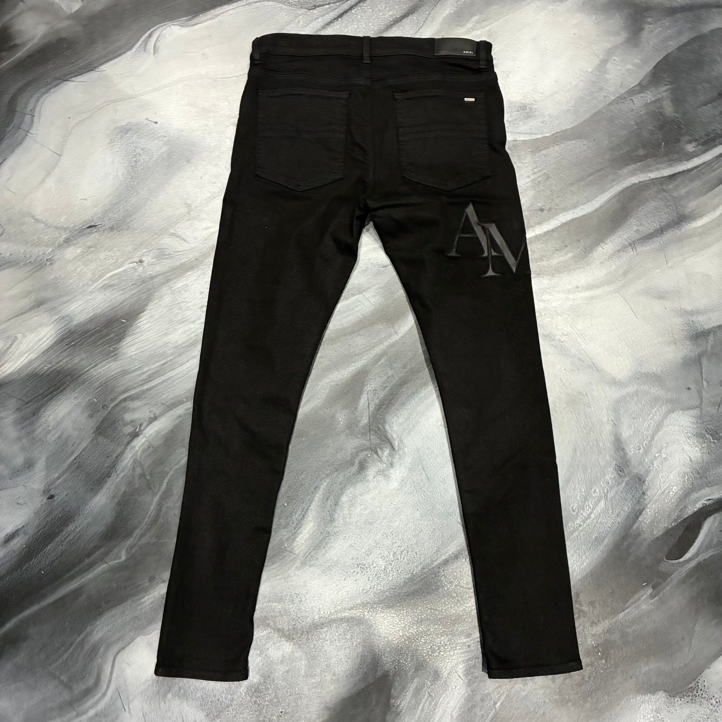 Amiri Black/Black Staggered Logo Jean (36)