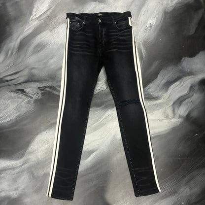 Amiri Black/White Track Stripe Jean (38)