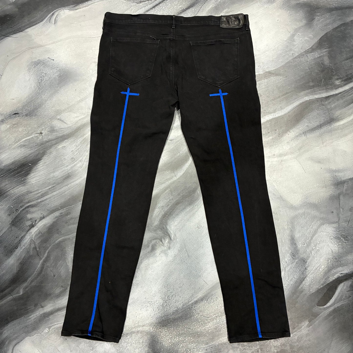 RTA Black/Blue Logo Stripe Jean (38)