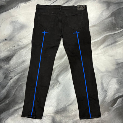 RTA Black/Blue Logo Stripe Jean (38)