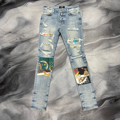 Amiri Dark Blue/Antique Art Patch Jean (34)