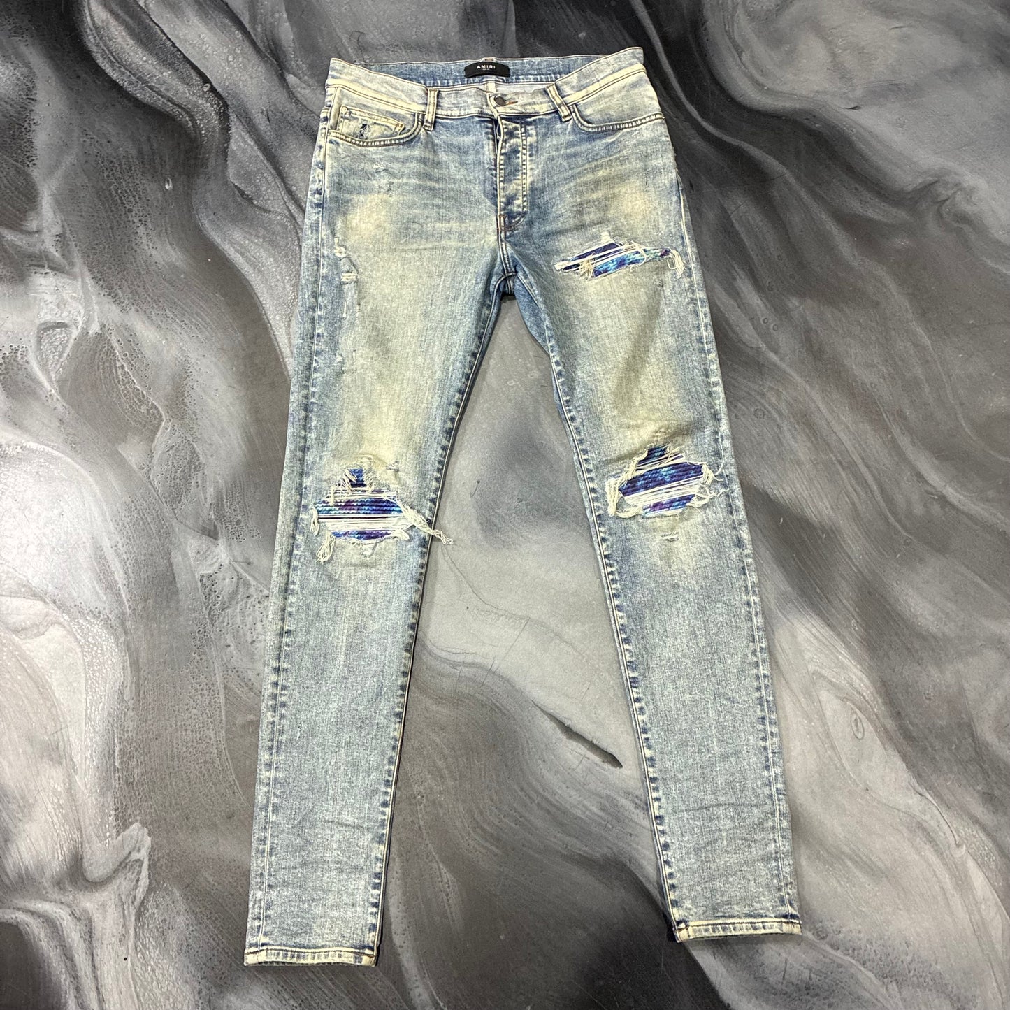 Amiri Indigo/Purple Blue Tie Dye Patch MX1 Jean (34)
