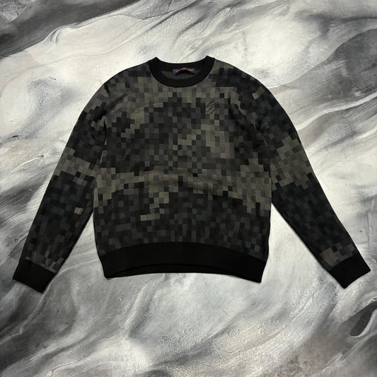 LV Black/Grey Checkered Crewneck (L)