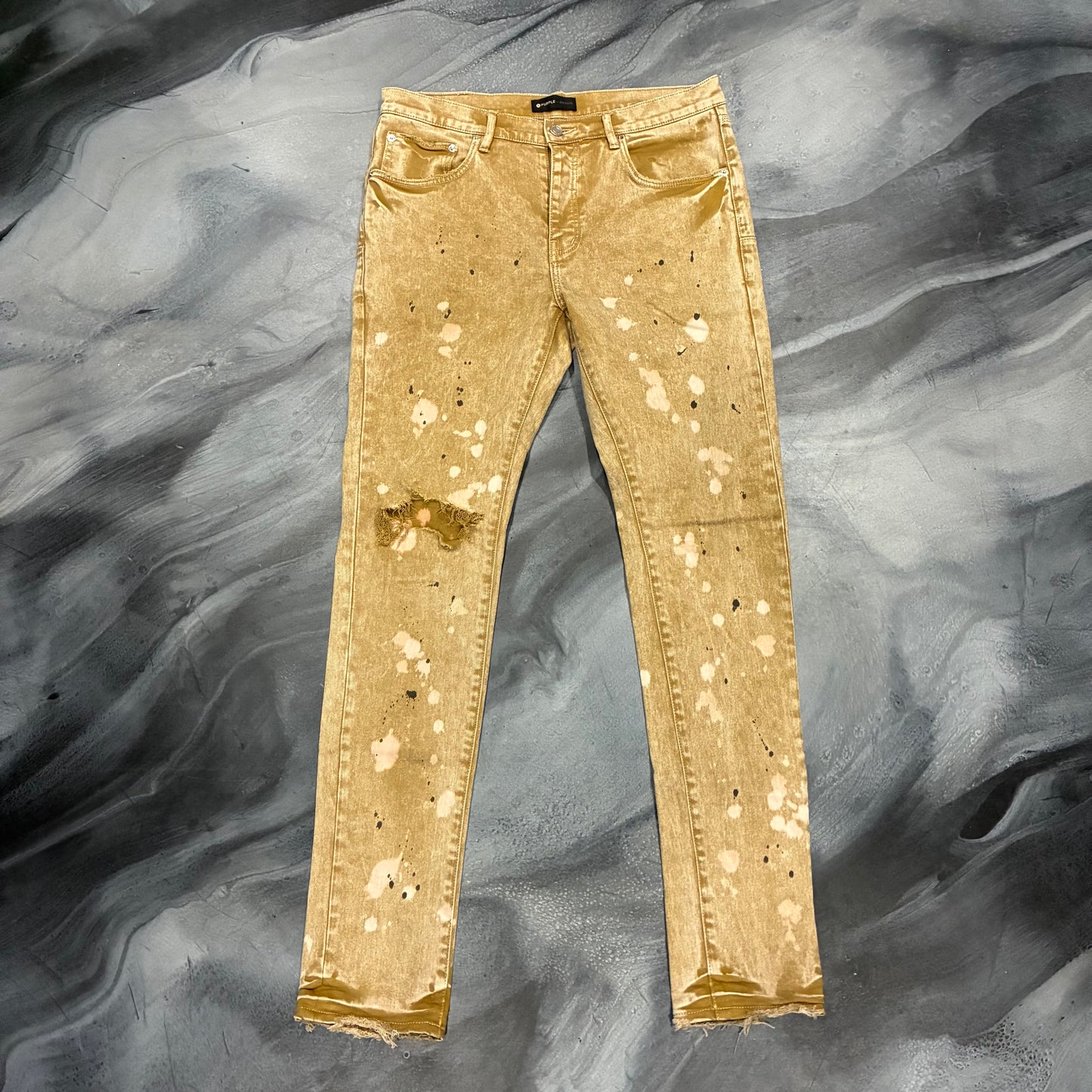 Purple Brand Light Brown Bleach Distressed Jean (34)