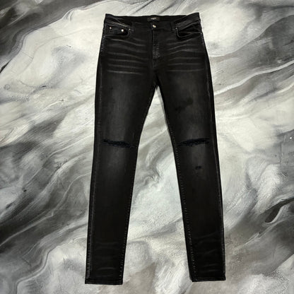 Amiri Black Plain Knee Slit Jean (38)