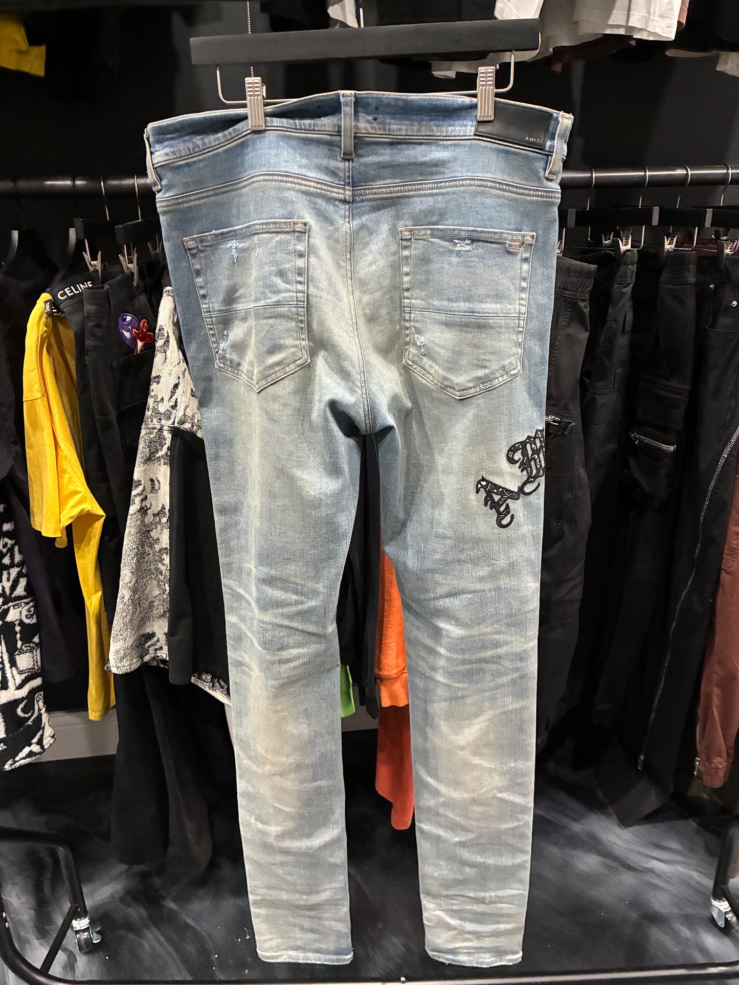 Amiri Clay Indigo/Black Old English Bandana Patch Jean (36)