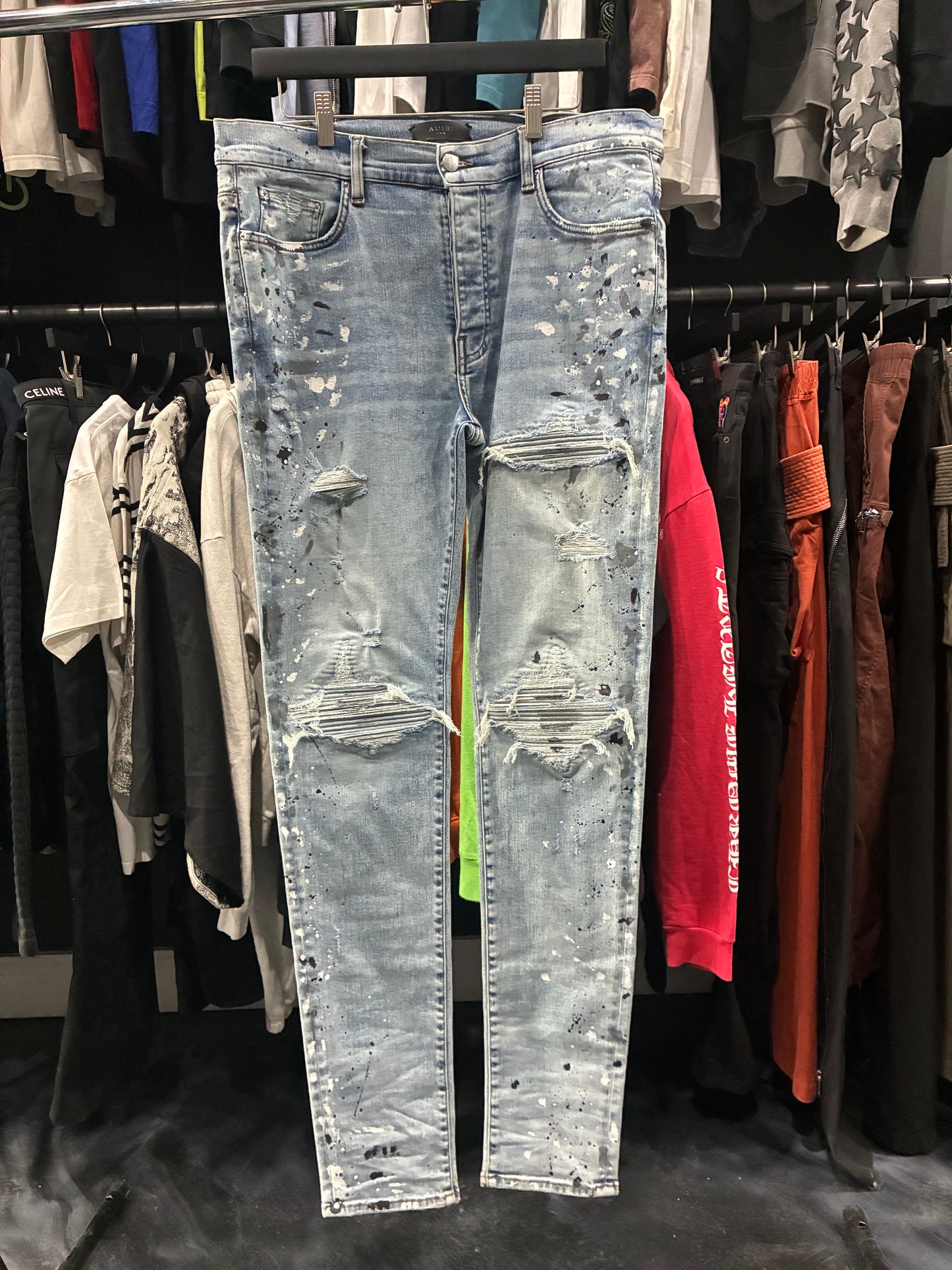 Amiri Light Blue Paint Splatter MX1 Jean (36)