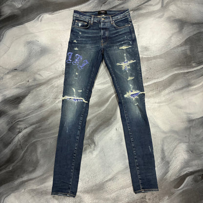 Amiri Dark Blue/Blue Bandana Old English Logo Jean (30)