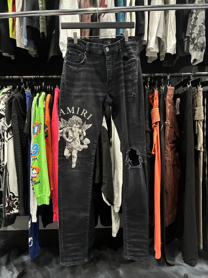 Amiri Faded Black White Angel Logo Jean (32)